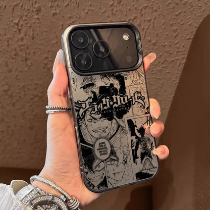 B-Black Clover Asta Fishion Phone Case For IPhone 17 16 15 14 13 12 11 Pro Max Air Multicolor Matte Laser Metallic Aurora Funda