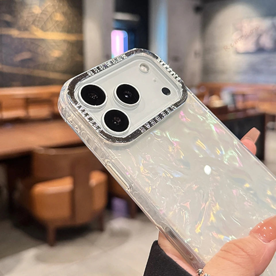 Cute Bling Bling Glitter Phone Case For iPhone 17 Air 11 12 13 16 Pro Max 15 14 16 Plus 17Pro Max Shell Pattern Protector Cover