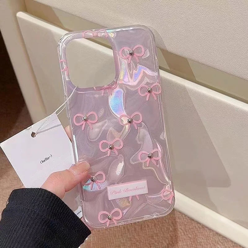 Pearl Bowknot 3D Fashion Case For OPPO A40 A60 A80 A3 A77S A15 A15S A35 A3X A59 A79 A18 A38 A77 A57 A78 A58 A96 A17 A17K Cover