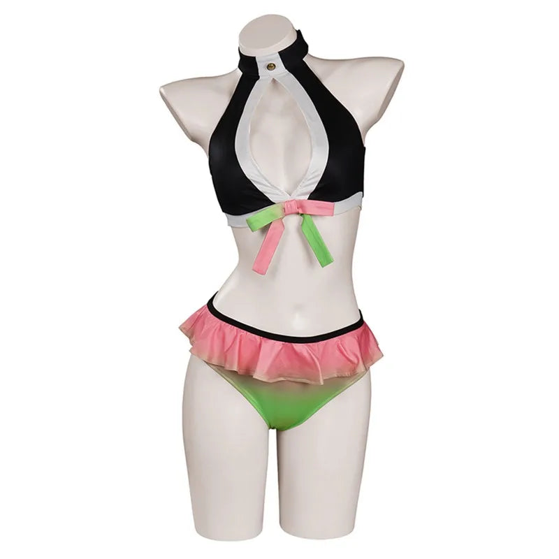 Women Two Pieces Bikini Swimsuit Anime Kamado Tanjirou Nezuko Tomioka Giyuu Mitsuri Bathing Suit Swimwear