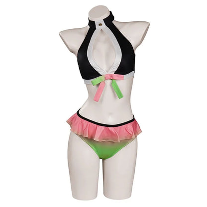Women Two Pieces Bikini Swimsuit Anime Kamado Tanjirou Nezuko Tomioka Giyuu Mitsuri Bathing Suit Swimwear