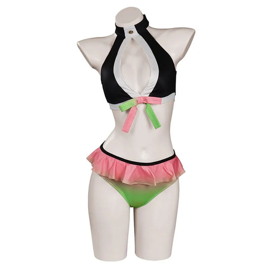 Women Two Pieces Bikini Swimsuit Anime Kamado Tanjirou Nezuko Tomioka Giyuu Mitsuri Bathing Suit Swimwear