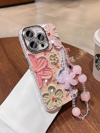 Luxury Flowers Glitter Laser Phone Case For iPhone 16 Pro Max 15 14 Plus 13 12 11 Soft Shockproof Protection Cover Phone Cases