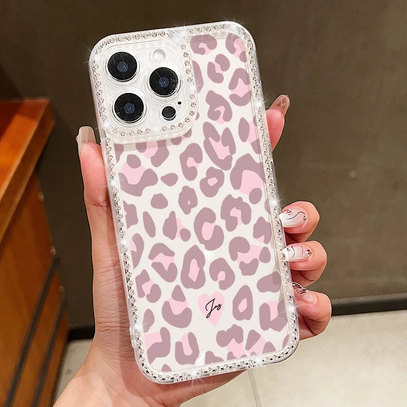Colorful Leopard Print Diamond Case For iPhone 16 Pro Max Clear Soft Cover Coque For iPhone 11 12 13 14 15 Pro Max 16e 17 Air
