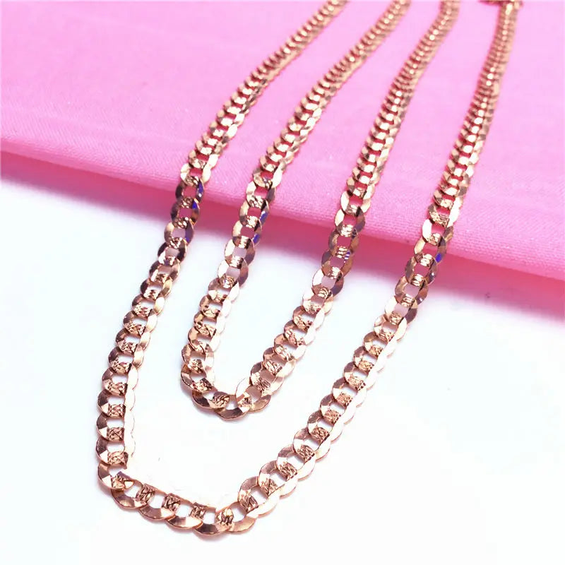 585 purple gold chunky necklace new luxury palace style delicate chain plated 14K rose gold accessories jewelry gift