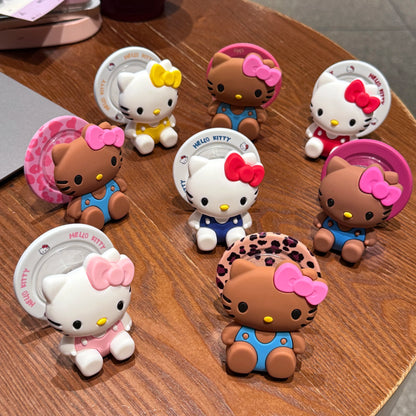 Sanrio For Hello Kitty Silicone Gel Suction Magnet Mobile Phone Holder Convenient Practical Shell Bracket Or Smartphone Cartoon