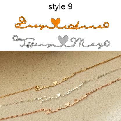 Personalized Two Name Necklaces With Heart Stainless Steel Custom Letter Couple Necklace Choker  Stainless Steel Wedding Gift