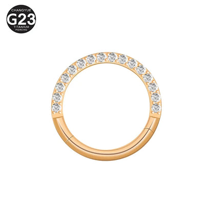 ASTM F136 G23 Titanium Piercing CZ Clicker Septum Hoops Nose Rings Conch Tragus Ear Nose Helix Piercing Body Jewelry Earring 16g