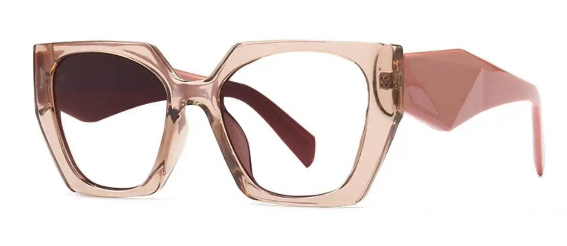 Unique Purple Flower Computer Reading Glasses Women Brand Designer Large Polygon Square Ray Filter Eyeglasses Frames Diopter +3