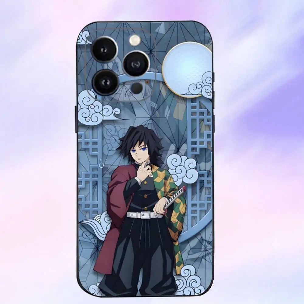 Anime G-giyu T-tomioka  Phone Case For iPhone 16,15,14,13,12,11 Plus,Pro Max,XS,X,XR,SE,Mini,8,7,Soft Silicone Black Cover