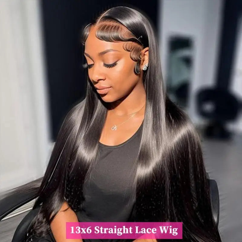 Straight 13x6 Lace Frontal Wig Human Hair 13x4 Transparent Lace Frontal Hair Wig For Women Preplucked Remy Hair Wig 220% Density