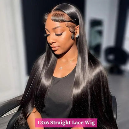 Straight 13x6 Lace Frontal Wig Human Hair 13x4 Transparent Lace Frontal Hair Wig For Women Preplucked Remy Hair Wig 220% Density
