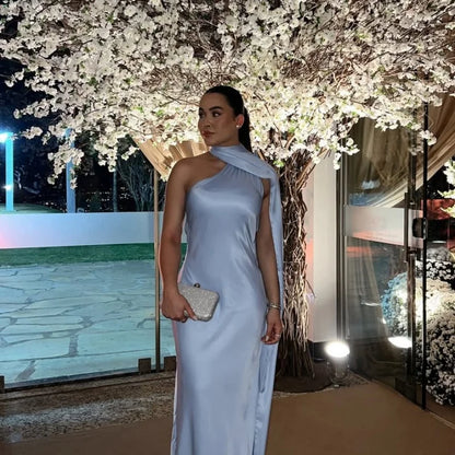 Elegant Ribbon Halter Dress Women Solid Off Shoulder Sleeveless Backless Slim Maxi Dresses 2025 Summer Autumn Party Robes Lady