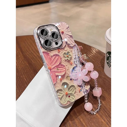 Luxury Flowers Glitter Laser Phone Case For iPhone 16 Pro Max 15 14 Plus 13 12 11 Soft Shockproof Protection Cover Phone Cases