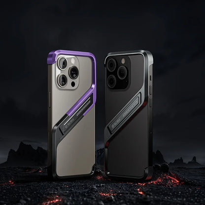 For Iphone 14 15 16 Pro Max Metal Invisible Holder Phone Case S Type Aluminum Rimless Phone Cover Heat Dissipation Stand Shell