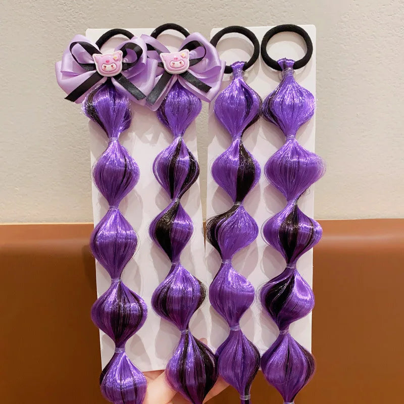 Purple Children's Headband Cute Girl Hair Rope Little Girl Accessories Tie Ponytail Band Headgear Wig Braid
