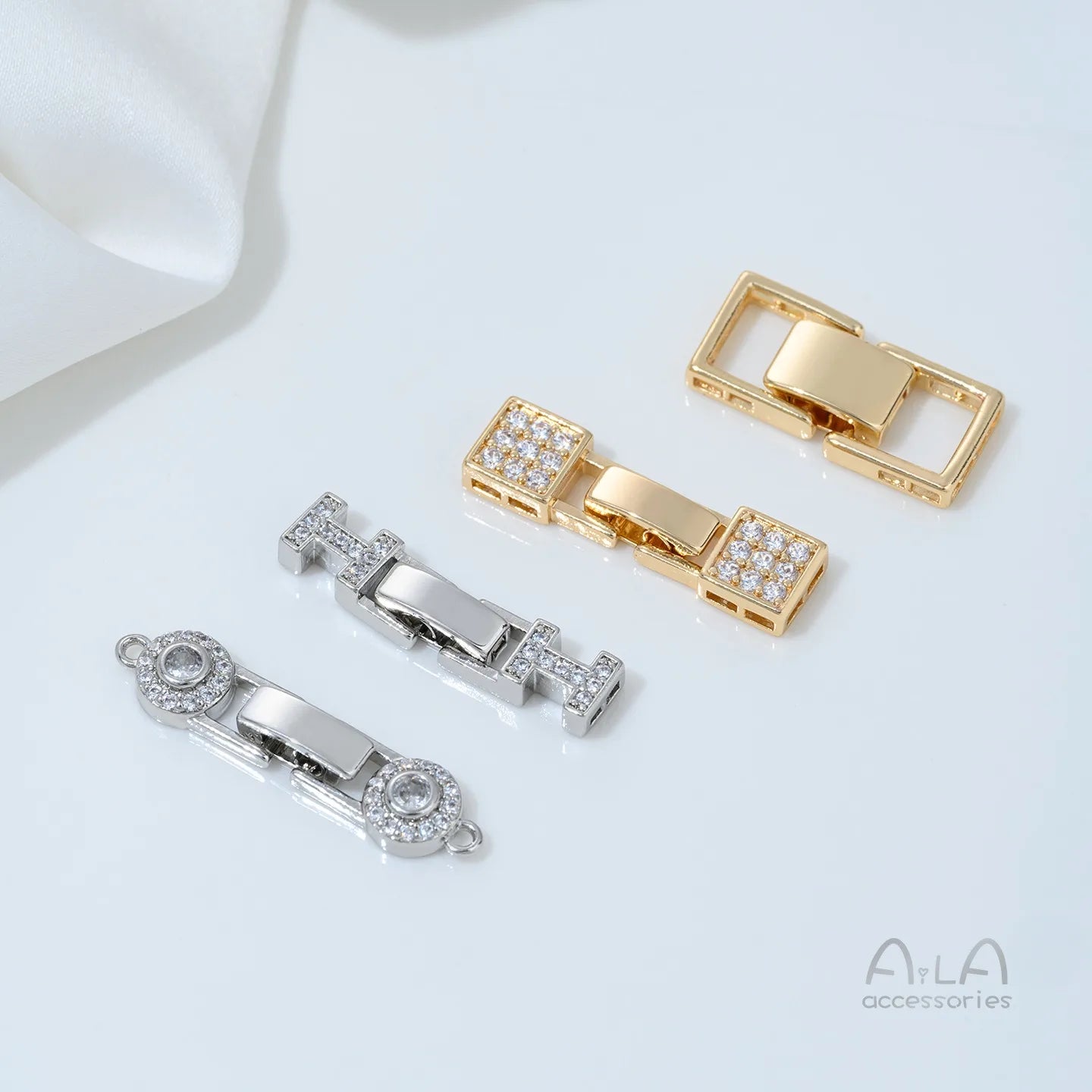 14K Gold-plated Zirconium Multi-row Multi-purpose End Clasp Diy Handcrafted Beaded Bracelet Necklace Clasp Accessory Material