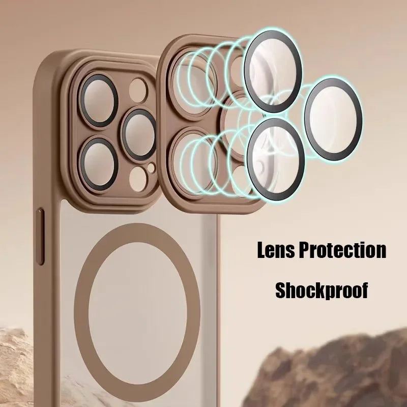 Magsafe Magnetic Luxury Armor Shockproof Case For iPhone 17 Air 16 15 14 13 12 11 Pro Max Matte Transparent Hybrid Hard Cover