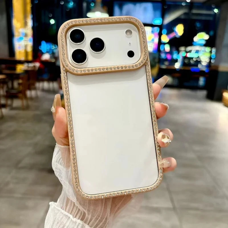 Solid Color Glitter Diamond Phone Cases For iPhone 17 17AiR Air 17Pro 17ProMax Pro Max Case Rhinestone Transparent Cover Carcase