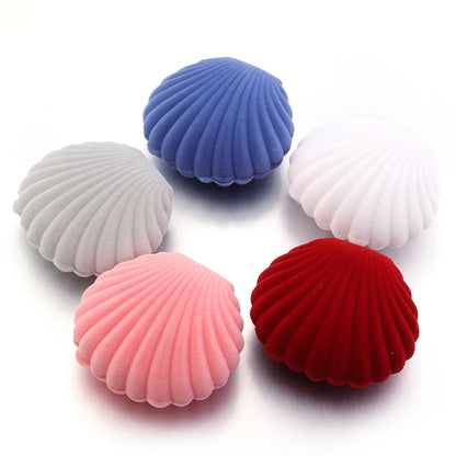 1 Piece Lovely Shell Shape Velvet Jewelry Box Necklace Earrings Pendant Storage Box For Wedding Party Gifts Display Box Holder