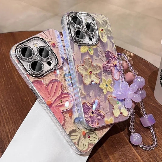Luxury Flowers Glitter Laser Phone Case For iPhone 16 Pro Max 15 14 Plus 13 12 11 Soft Shockproof Protection Cover Phone Cases.
