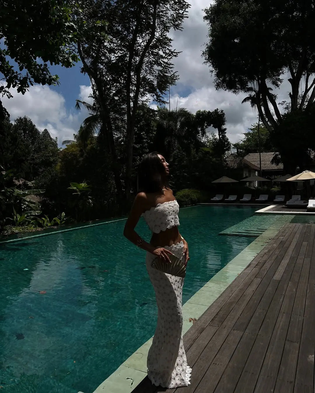 2025 New Tube Top Hollow Out Beach Dresses For Women 3 Piece Swimwear Bikini Mesh Swimming Elegant Cover-Up Skirt Sexy Vacation