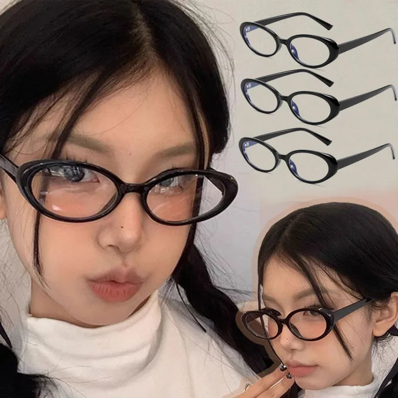 Small Oval Leopard Print Eyeglasses Women Vintage Cat Eye Clear Lens Anti Blue Light Glasses Transparence Frame Glasses Unisex