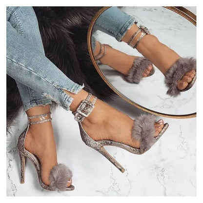 Summer New Fashion Plush One Strap High Heel Sandals Hollow Out Sexy Women Heels Women's Wedding Sexy Shoes