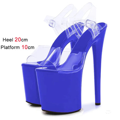20CM Luxury Designer Women Sandals Transparent Upper Light Pink Platform Pole Dance Shoes Stripper High Heels Open Toe Shoes