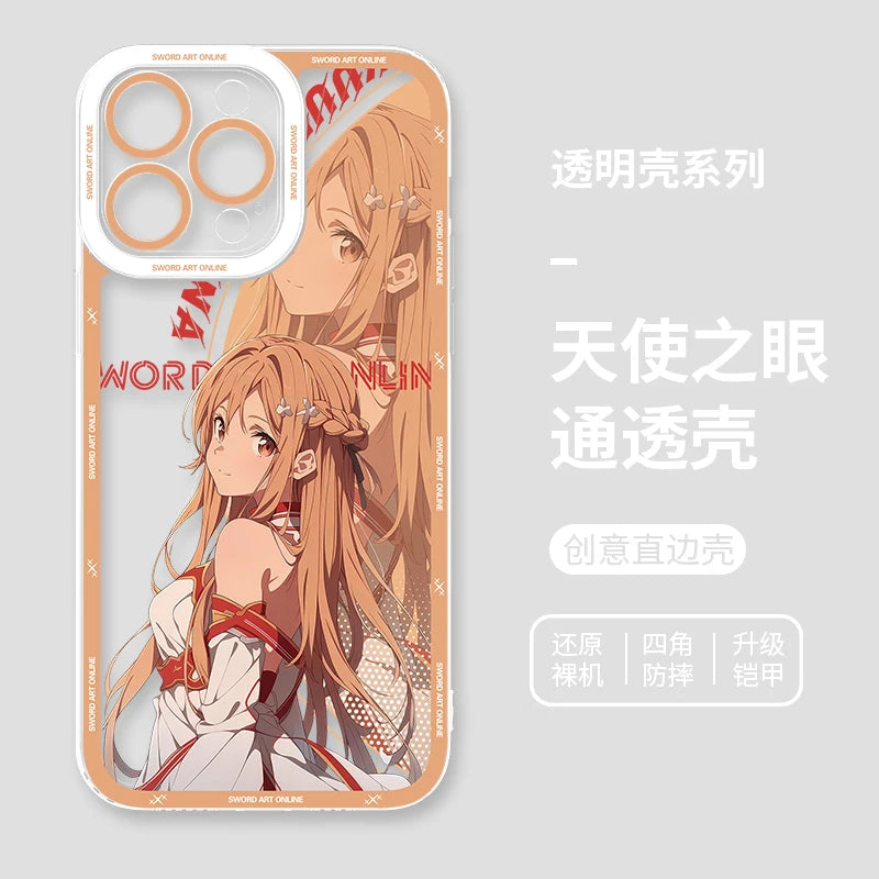 Japanese Anime Sword Art Online Phone Case for Iphone 17 16 15 14 13 12 11 Pro Max Plus Mini Air Asuna Kirito Phone Cover