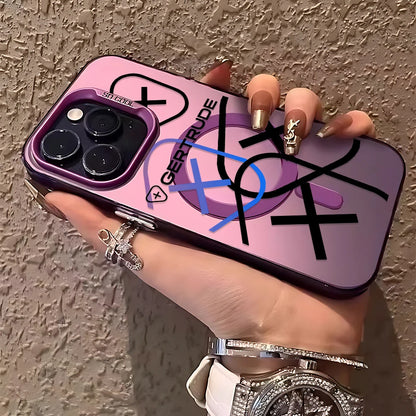 Fashion Lovely Design Magsafe Magnetic Case for G-Gertrudes iPhone 11 12 13 14 15 16 Pro Max Plus Silver Plated Anti Fall Cover