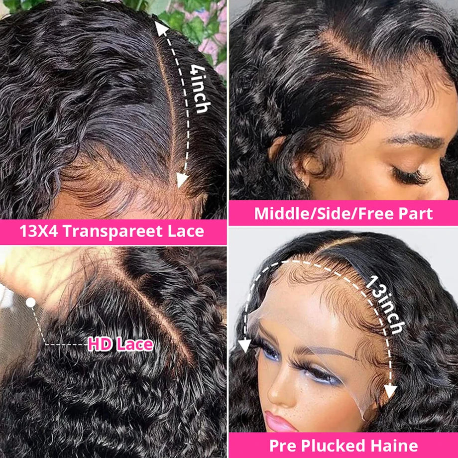 30 40 Inch Curly Human Hair Wig 13x6 Hd Lace Frontal Wig 13x4 Deep Wave Frontal Wig Water Wave Lace Front Wigs For Black Women