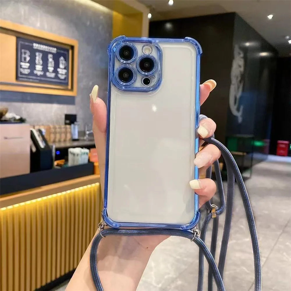 Crossbody Lanyard Shockproof Case For Xiaomi Poco X7 X6 Pro M6 F7 F6 F4 X5 X3 NFC POCO C65 C75 Silicone Soft Clear Phone Cover