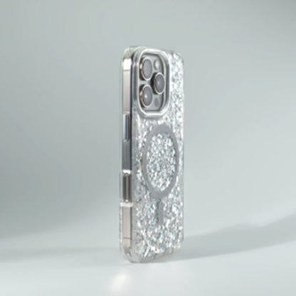 Trendy Glitter Foils Shockproof MagSafe Phone Case for iPhone 16 17pro max 14 15 Pro 13 12 Magnetic Wireless Charging Hard Cover