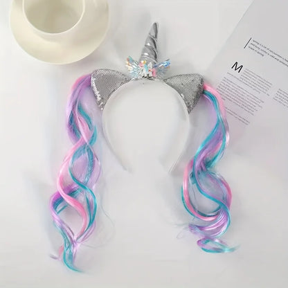 1 piece of new unicorn headband, wig and hair accessory, cute cartoon headband