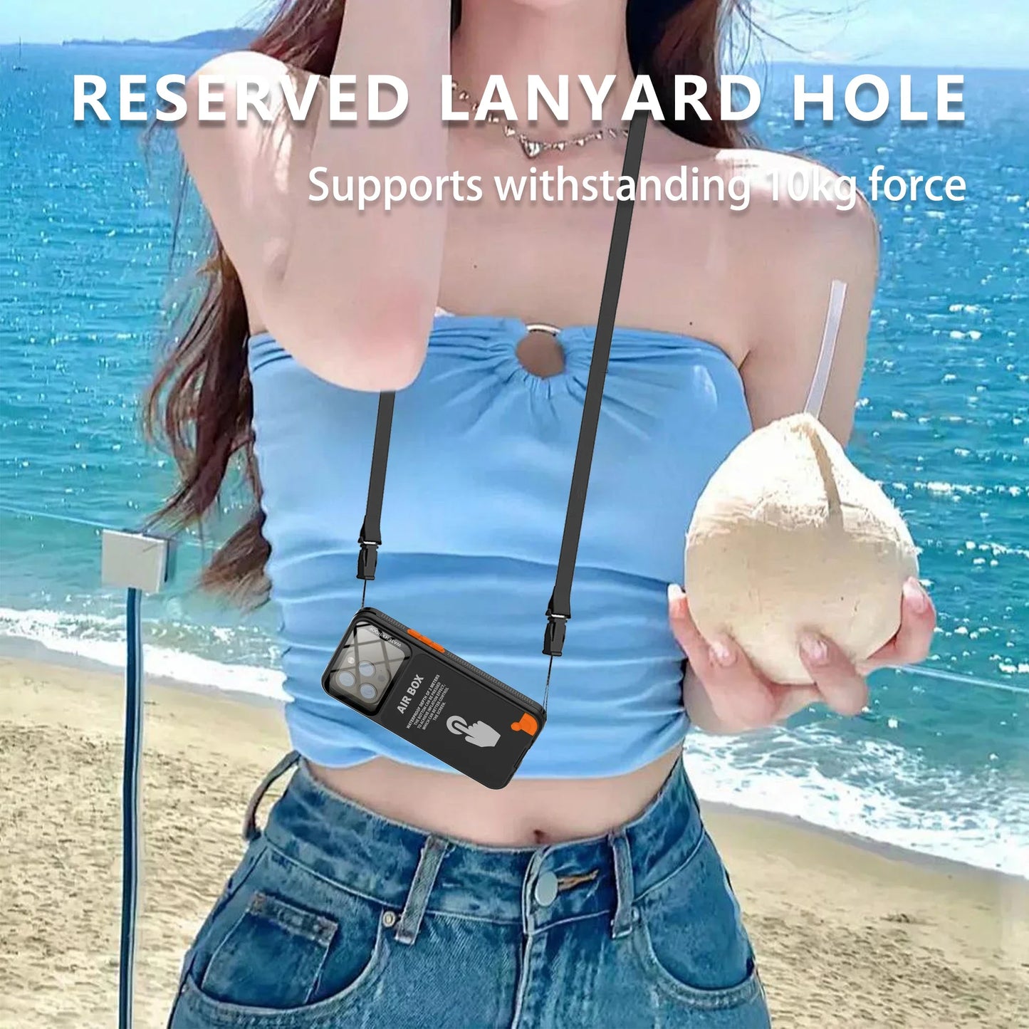 AIR BOX Waterproof Case for iPhone 11 12 13 14 15 Pro Max Plus  Sealed Snorkeling Cover for Outdoor Sport Swimming Diving Casing