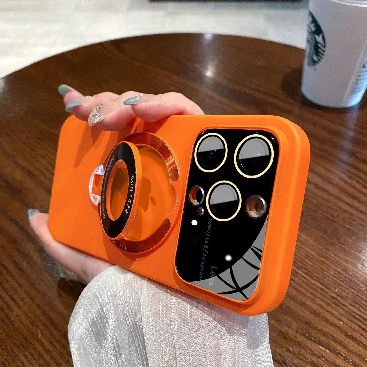 Case for IPhone 16 15 14 13 12 11 Pro Max Luxury Slim Matte PC Bracket Magsafe 15 Plus Stand Holder Glass Lens Protector Cover