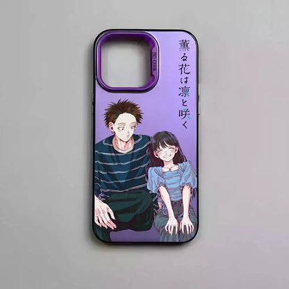 Cartoon Fragrant Flower Blooms Phone Case For IPhone 16 15 14 13 12 11 Pro Max Black Matte Multicolor Laser Aurora Funda