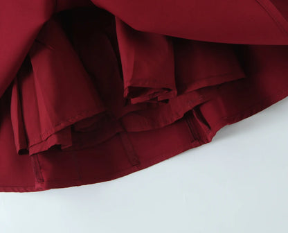 2025 Sexy Dark Red Pleated Ruched Halter Dress Women Deep V neck Slim Low Waist Swing Ball Gown Short Dresses Robe Vestidos