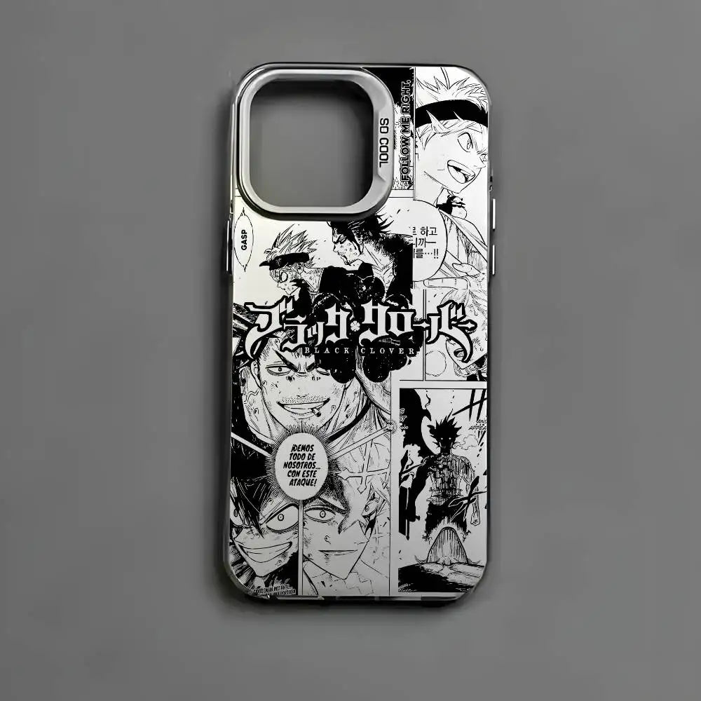 B-Black Clover Asta Fishion Phone Case For IPhone 17 16 15 14 13 12 11 Pro Max Air Multicolor Matte Laser Metallic Aurora Funda