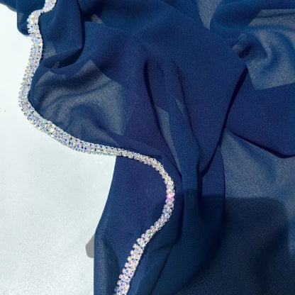 Luxury Sparkling Diamonds Long Side scarf Women Muslim Long Scarves Light Weight Soft Turban Shawl Solid Scarves 70*180CM