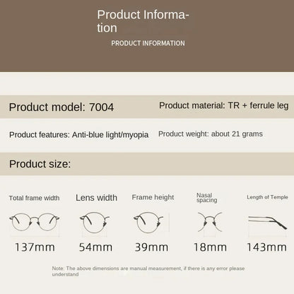 New Anti Blue Light Plain Eyeglasses High Quality High Definition Eyewear Plain Glasses Frame Network Popular Unisex Trendy