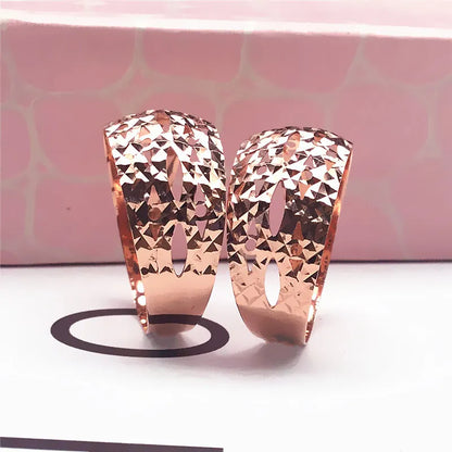 585 purple gold 14K rose gold new vintage hollow wide version wedding rings for couples fancy luxury jewelry for girlfriend