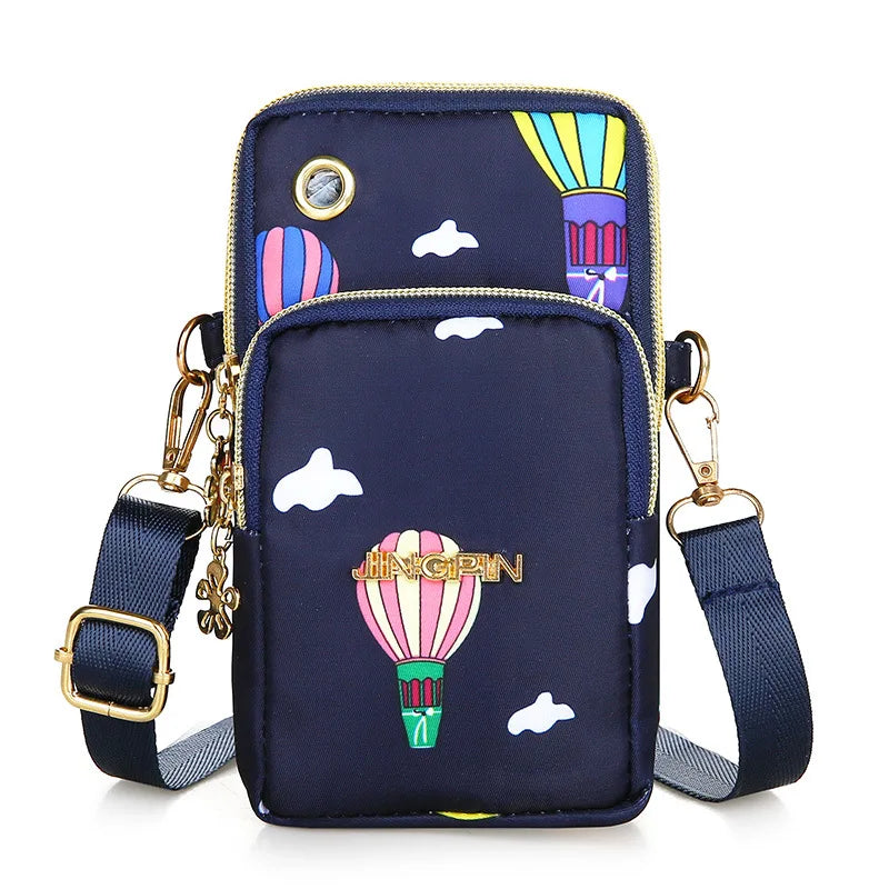 New Balloon Mobile Phone Crossbody Bags for Women Fashion Women Shoulder Bag Cell Phone Pouch With Headphone Plug 3 Layer Wallet.