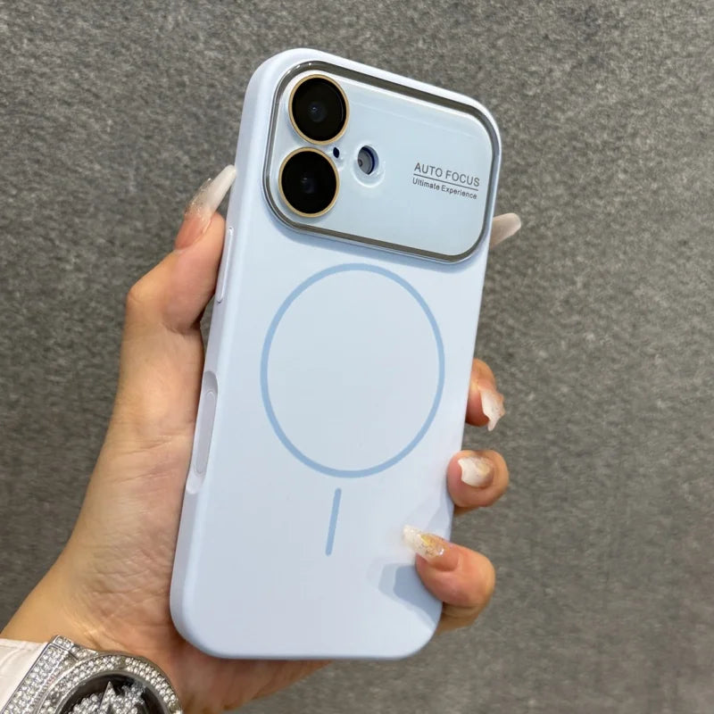 Luxury Liquid Silicone With Crystal Lens Protection Phone Case For iPhone 17 16 15 14 Pro Max 13 Magnetic Wireless Charge Cover