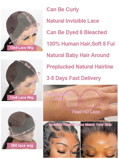 13x6 300% Density Loose Deep Wave Human Hair Wigs 13x4 360 HD Water Curly Full Lace Frontal Wigs Brazilian 40 46 Inch For Women