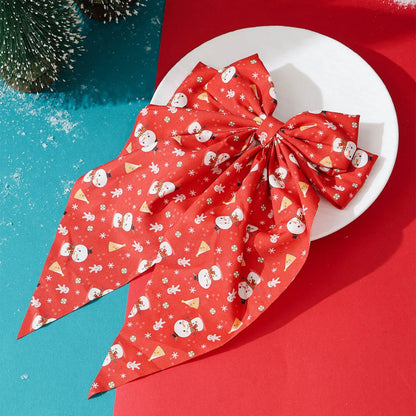 1pc Christmas Bowknot Long Tail Hair Clip, Polyester Fiber Material, Fashionable & Casual Hair Accessory, Suitable For Daily Com