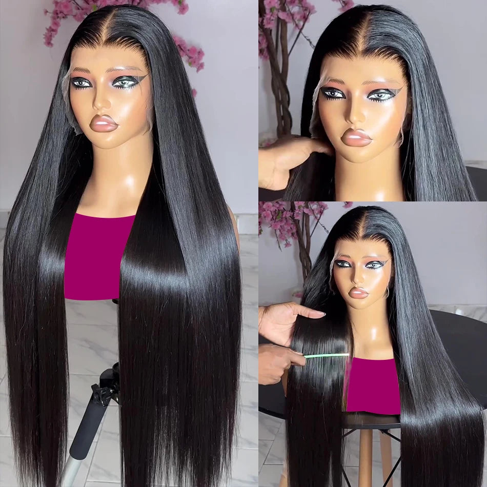 30 40 Inch 13x4 13x6 Straight Lace Frontal Wigs 360 Front Human Hair 4x4 5X5 Closure Wig Pre Plucked For Women 250 Density
