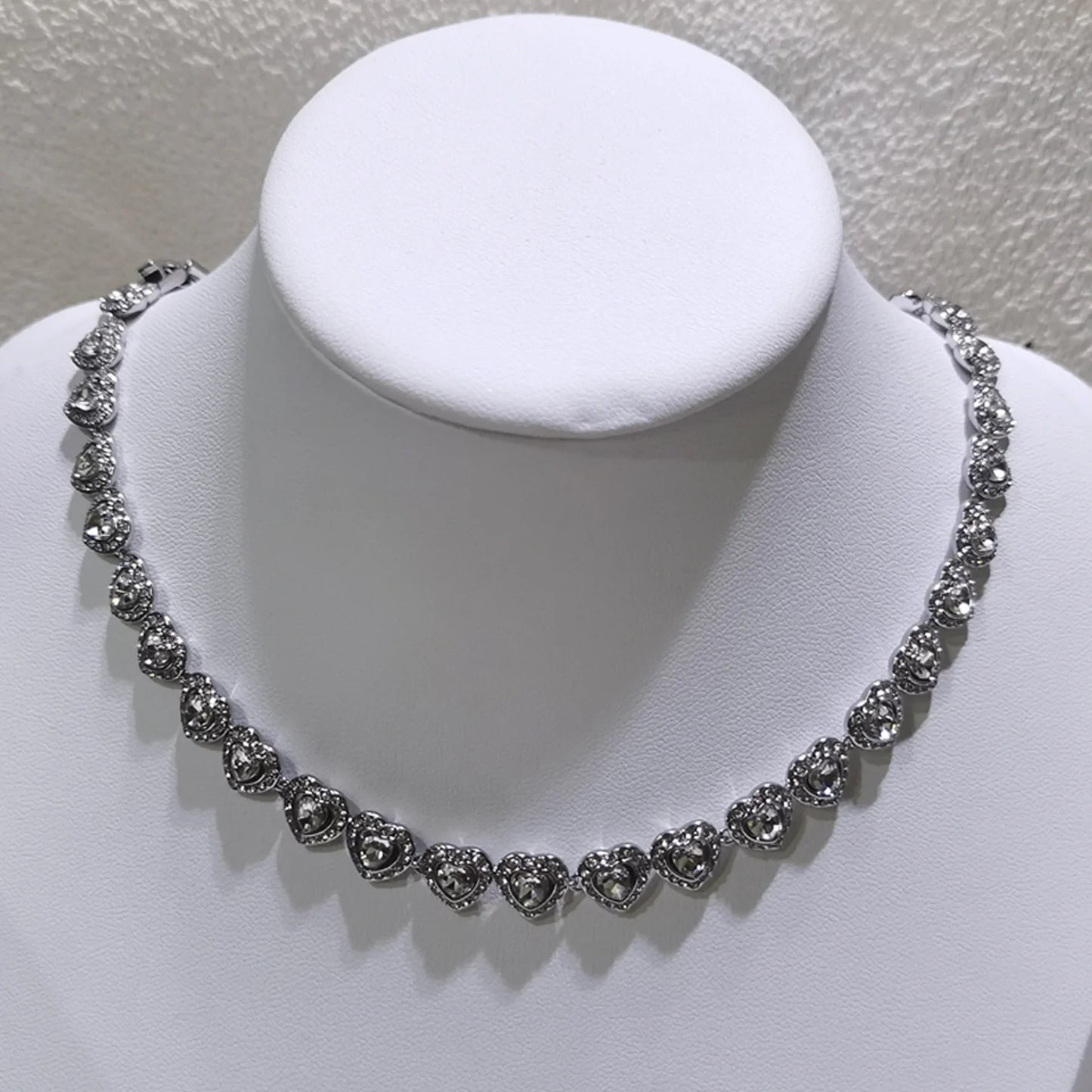 Original Princess Sparkling Crystal Wedding High-end Jewelry Set Charming Women's Heart-shaped Necklace Earrings Bracelet Ring