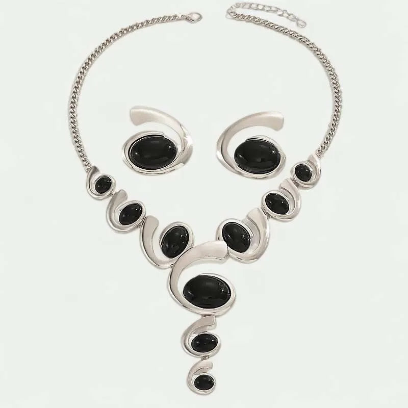 3pcs Elegant Vintage Jewelry Set for Women Sparkling Rhinestones Necklace Shiny Crystal Choker Bridal Wedding Earrings Party